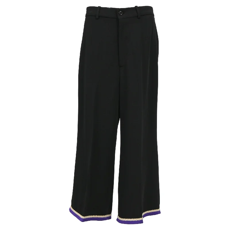 Women's Vacation Outfit Gucci Wide Leg Culotte Trousers in Black Viscose