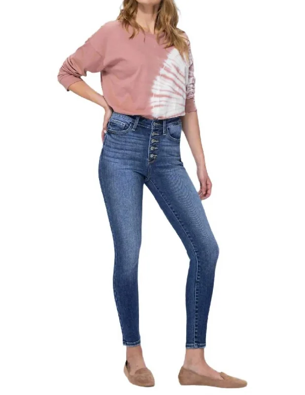 Modern Women's Attire High Rise Skinny Jeans In Medium Blue