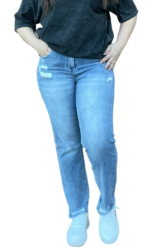 Casual Attire For Women High Rise Slim/straight Jeans In Medium Wash
