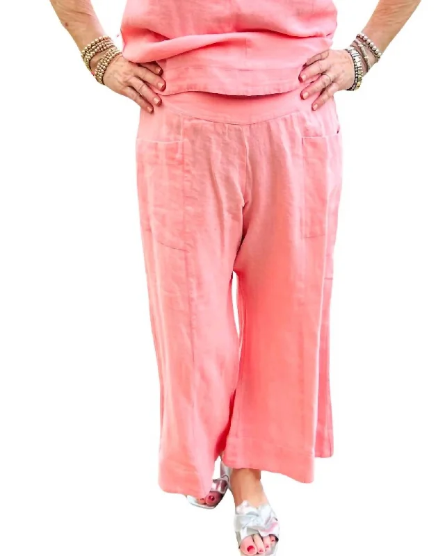 Women's Fashionable Clothing Sets Linen Slouch Pocket Pant In Geranium