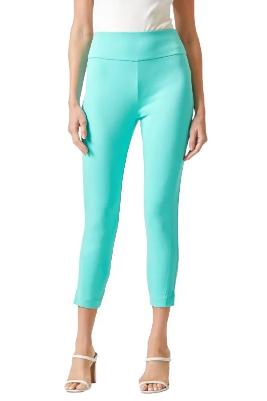 Women's Comfortable Lounge Outfit Magic High Waisted Skinny Pant 26" In Aqua
