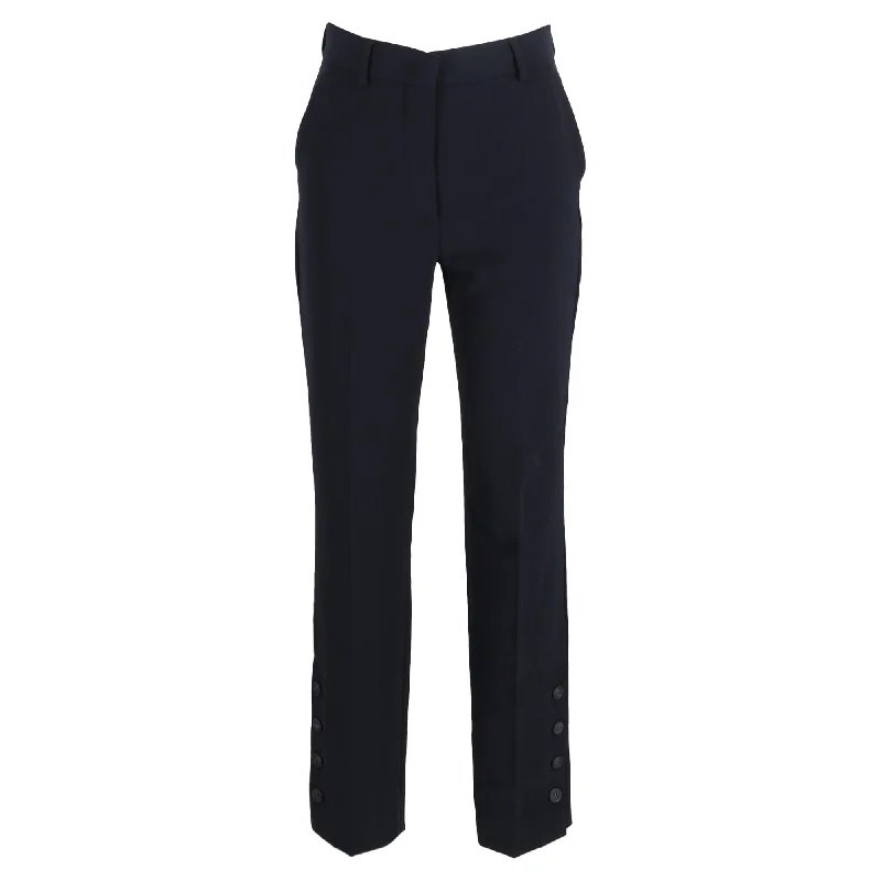 Women's Comfy Loungewear Outfit Max Mara High-Waisted Straight-Leg Trousers in Navy Blue Wool