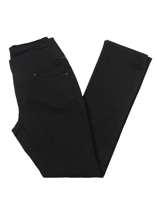 Women's Plus-Size Garments Petites Womens Mid-Rise Pull On Straight Leg Pants
