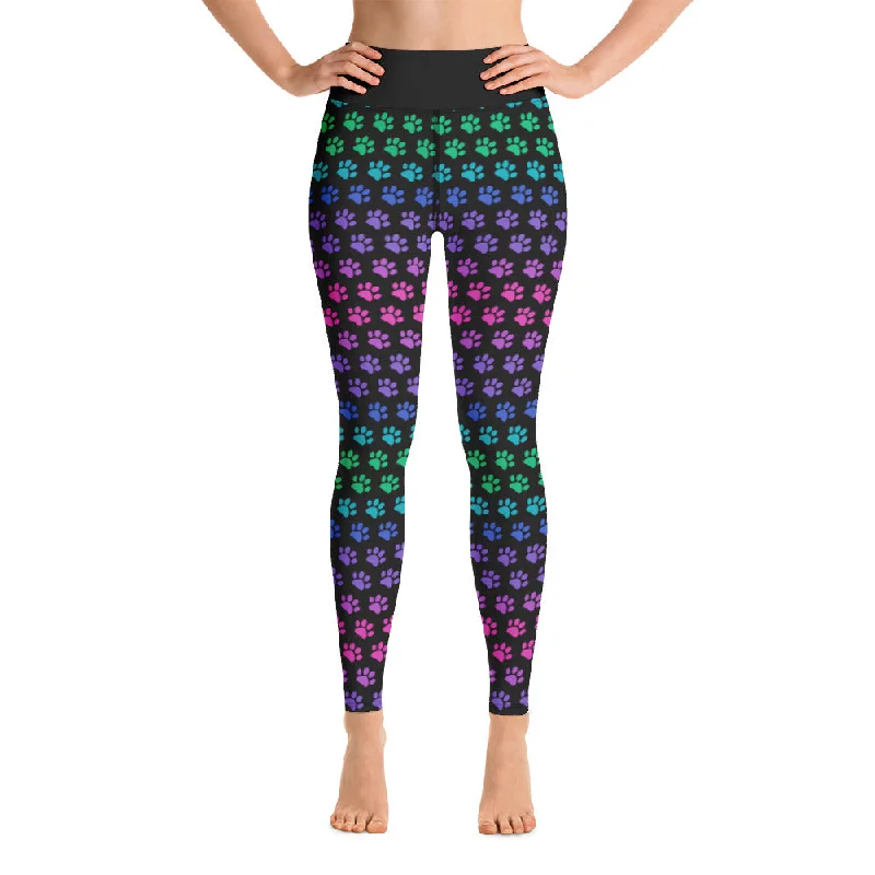 Stylish Women's Attire Rainbow Paw Yoga Leggings