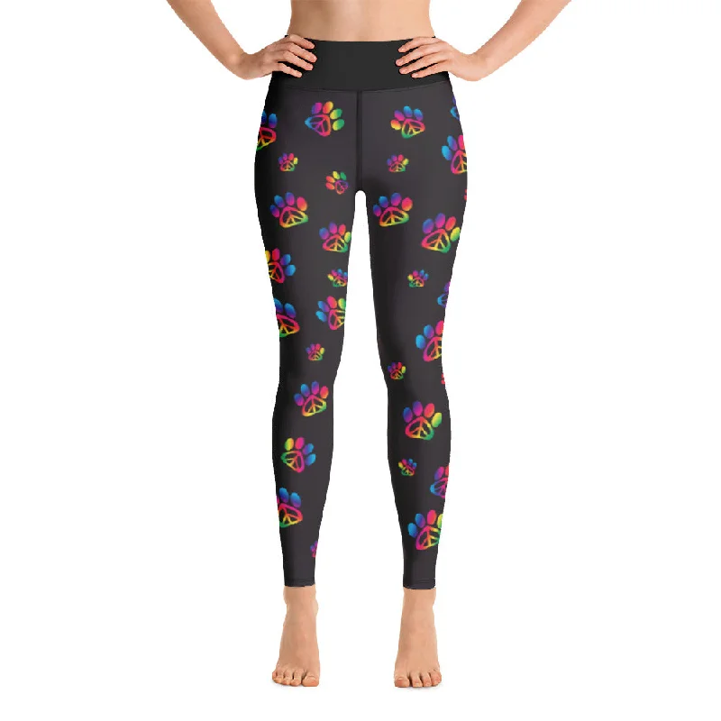 Women's Evening Attire Rainbow Peace Paws Yoga Leggings