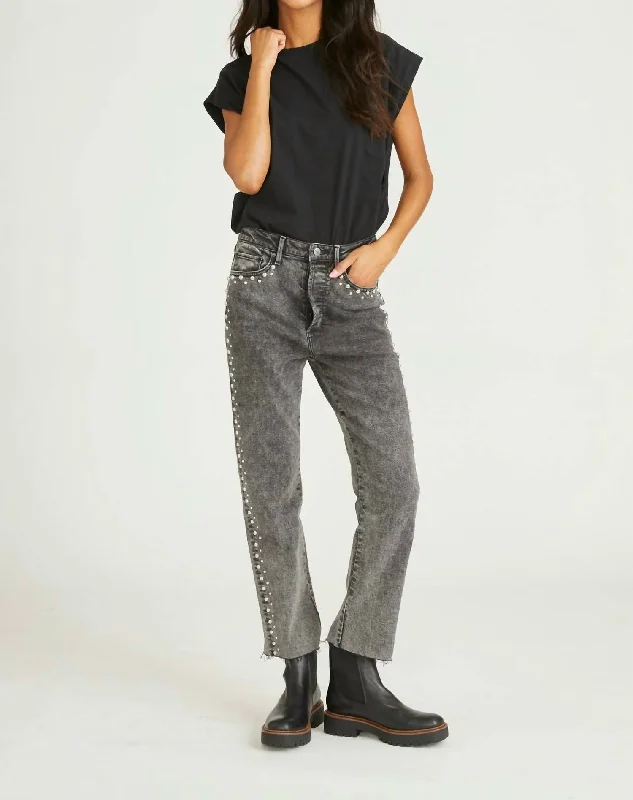 Women's Timeless Attire Royce X Blizzard Studded Jeans In Charcoal Denim