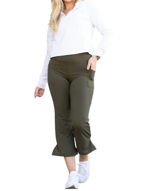 Women's Elegant Evening Attire Shyla High Waisted Gaucho Pants In Olive
