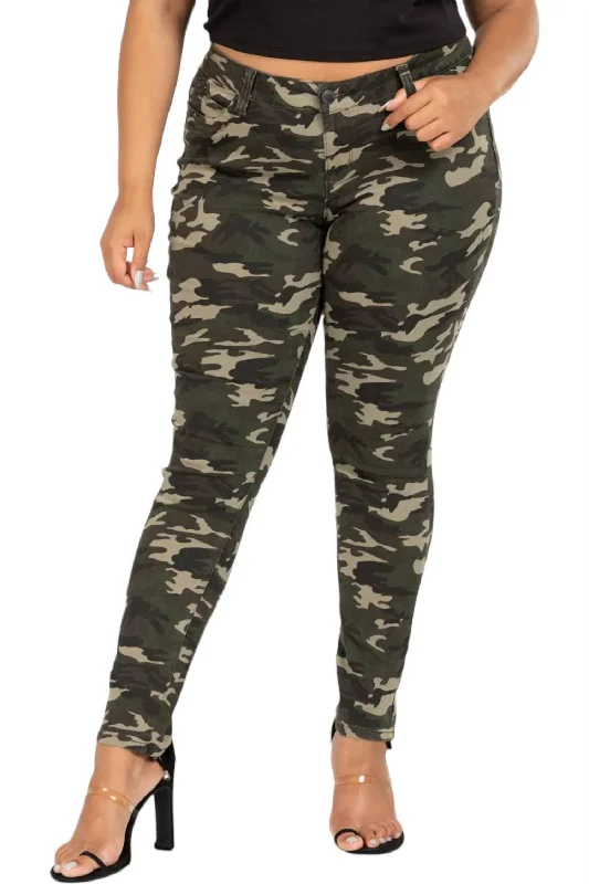 Women's Transitional Attire Skinny Jeans - Plus In Green Camo