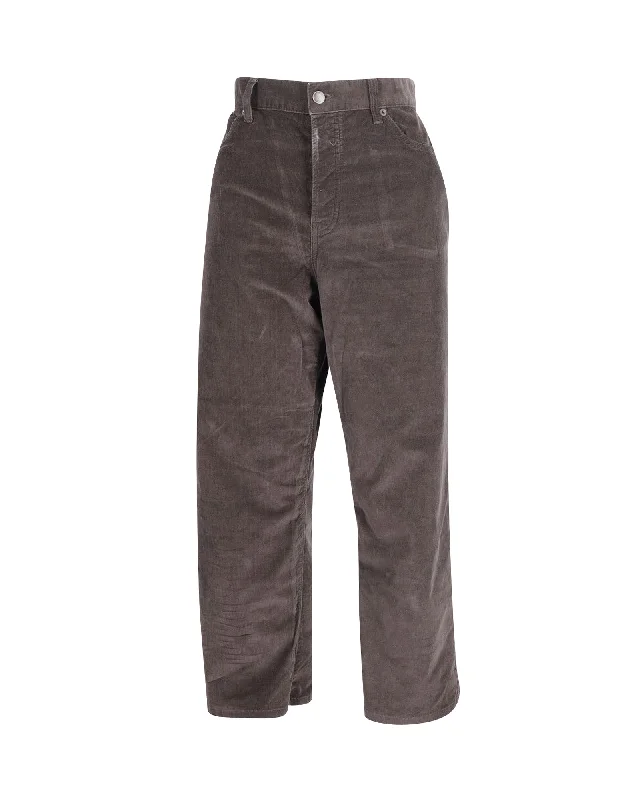 Women's Vintage-Inspired Clothing The Row High-Waisted Straight Pants in Brown Cotton