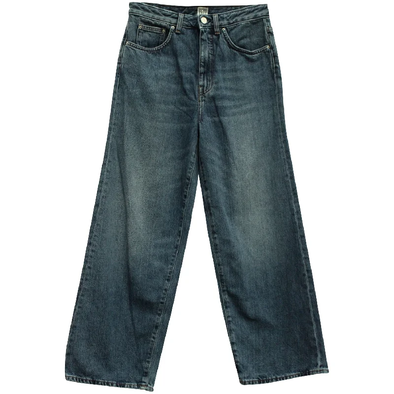 Charming Women's Outfit For Special Occasions Totême Flare Fit Denim Washed Jeans in Blue Cotton