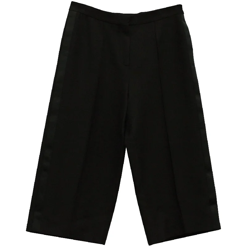 Women's Chic Outerwear Outfit Valentino Cropped Wide Leg Pants in Black Wool