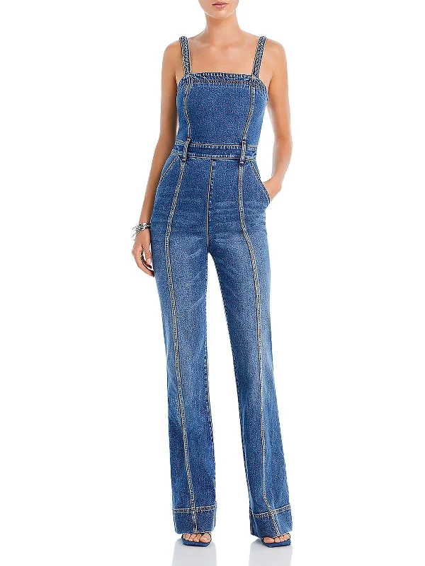 Affordable Luxury Women's Apparel Womens Denim Smocked Overall Jeans