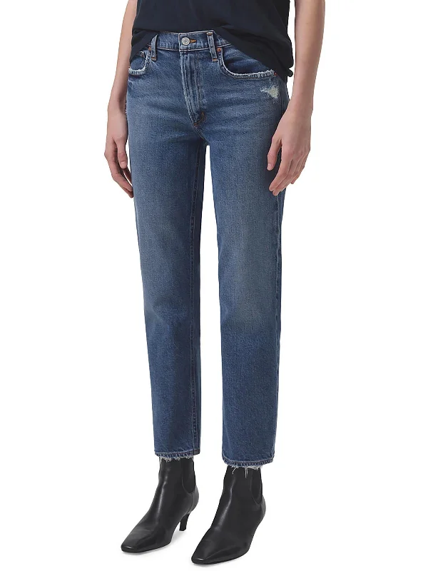 Women's Casual Apparel Womens Distressed Denim Straight Leg Jeans