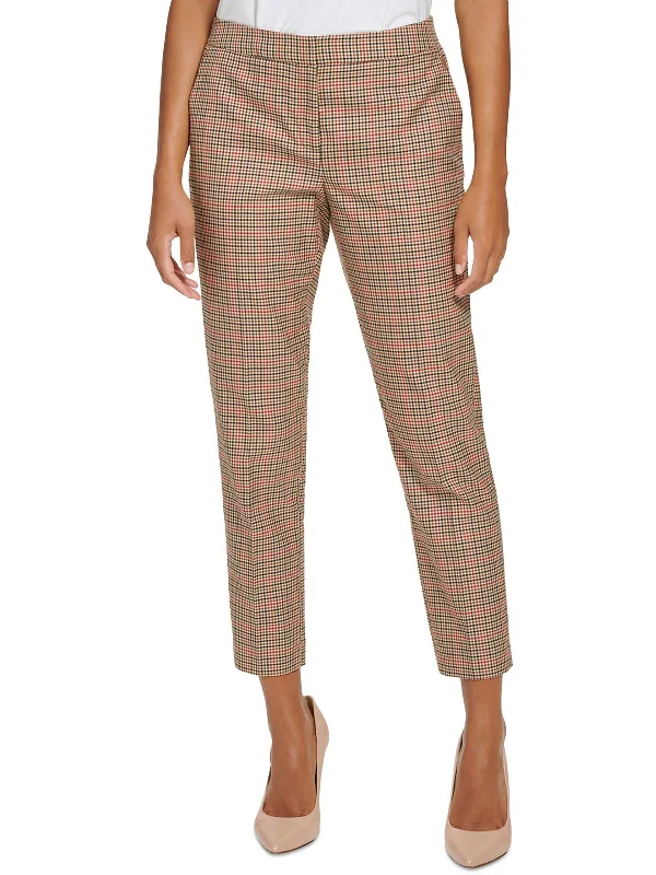Women's Apparel And Garments Womens Plaid Slim Leg Ankle Pants