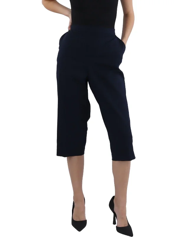 Women's Clothes Womens Twill Flat Front Capri Pants