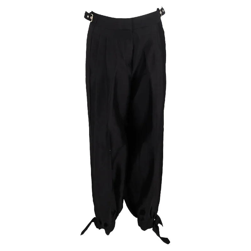 Women's Professional Outfit Zimmermann Pleated High-Waist with Buckle Detail Harem Trousers in Black Wool