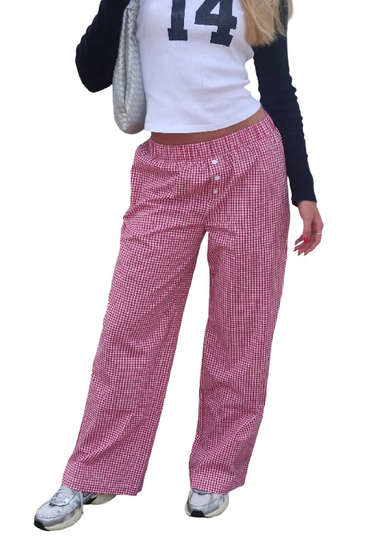 Casual Chic Clothing For Women Check It Out Pant In Red And White Gingham