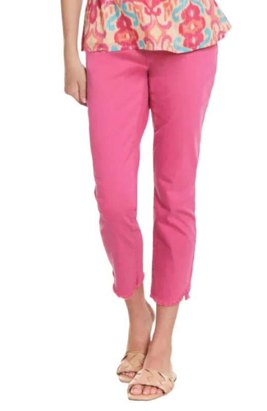 Women's Clothing For Outdoor Events Crop Step Fray Hem Jeans In Bright Pink