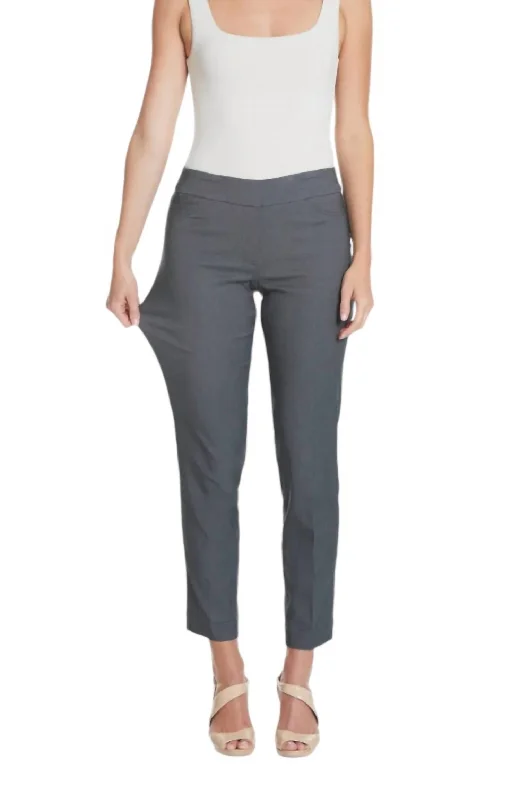 Women's Clothing For Work Faux Pocket Ankle Pants In Charcoal