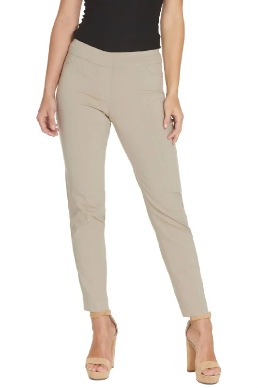 Stylish Outerwear Clothing For Women Faux Pocket Ankle Pants In Stone