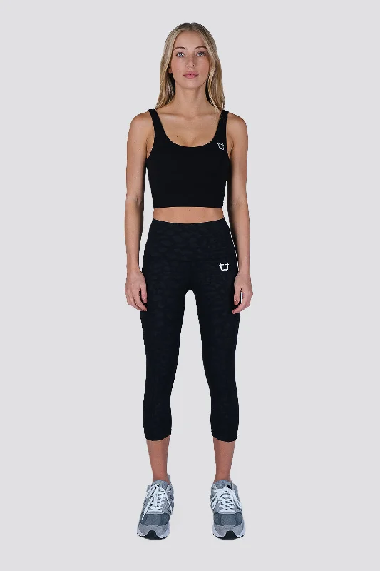 Women's Apparel And Garments Knurling Leopard 7/8 Highwaisted Leggings - Black