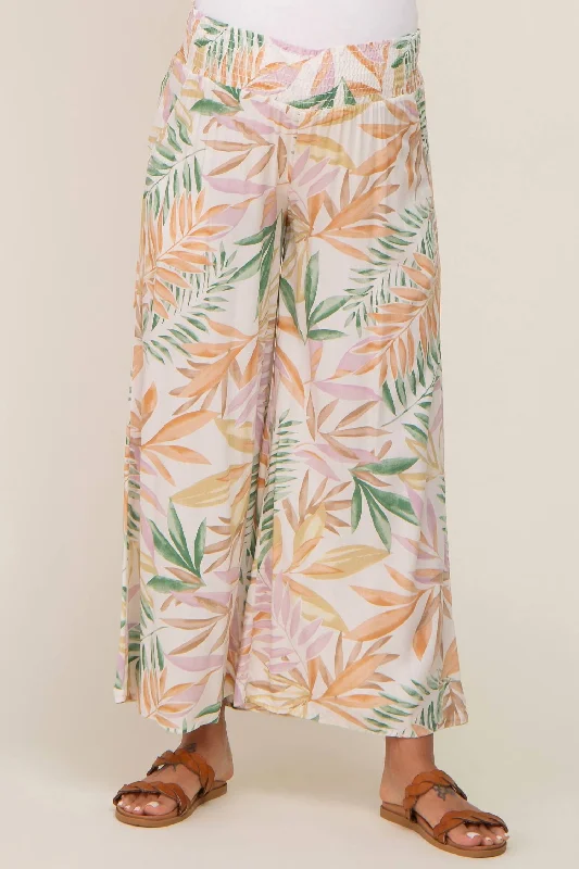 Elegant Clothing For Women Palm Printed Palazzo Pants In Multi