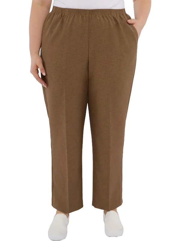 Women's Resort Attire Plus Womens High Rise Comfort Waist Straight Leg Pants