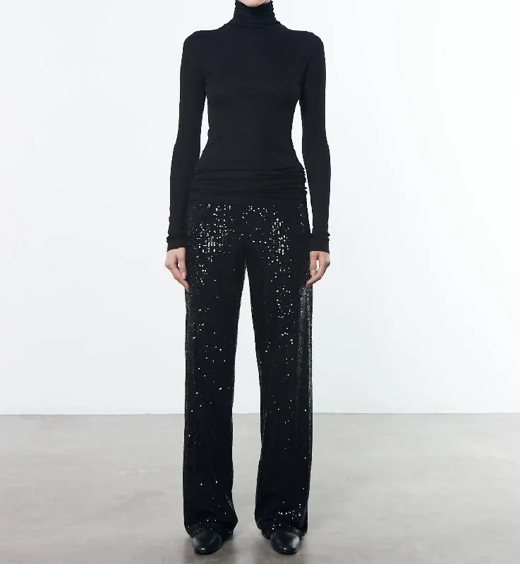 Sustainable Fashion Clothing For Women Sequin Pant In Black