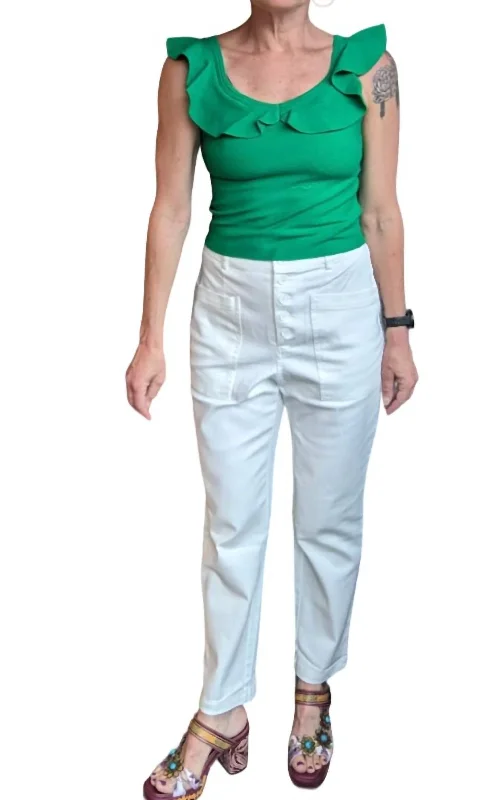 Women's Trendy Casual Clothes Utility Pants In White Wash