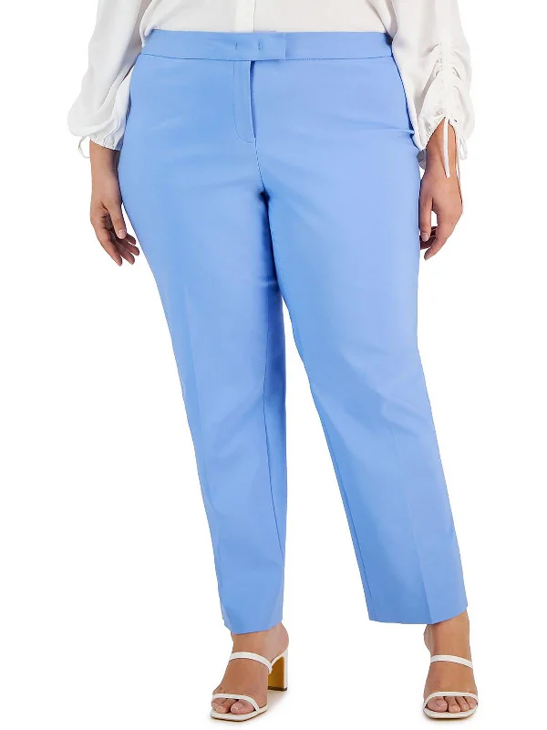 Women's Holiday Attire Womens High Rise Solid Straight Leg Pants