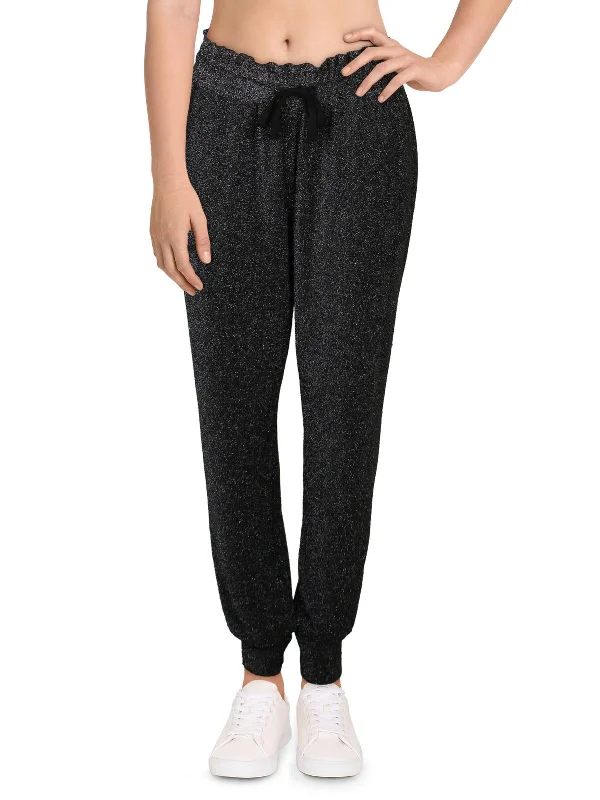 Women's Elegant Evening Attire Womens Metallic Glitter Jogger Pants